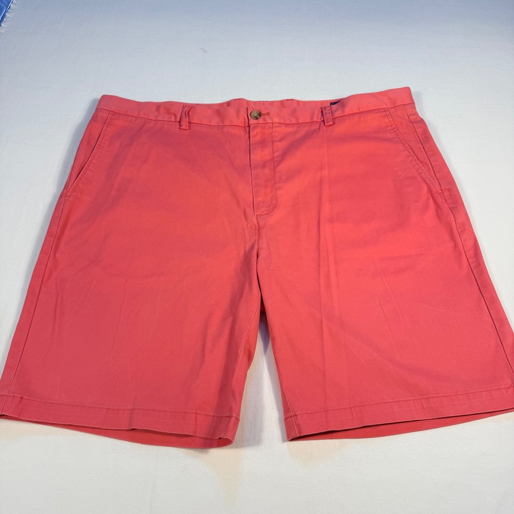 Vineyard Vines Breaker Shorts 40 Coral Pink Salmon Cotton Stretch‎ Flat Front